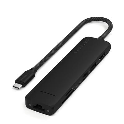 SATECHI Hub Slim Plus Multiport 4K 100W PD 2 Card Совместимый с USB-устройствами USB-C 7-в-1 Адаптер, HDMI, Зарядка, Порты USB-A, Ethernet, microSD/SD