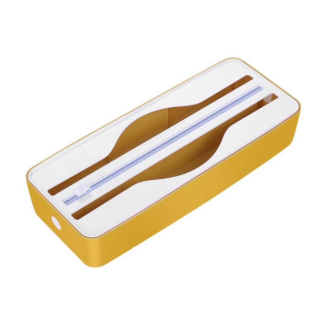 Magnetic Double Slot Food Wrap Dispenser Wall Mounted Space-saving Double-groove Cling Film Cutter Box Plastic Sliding Cutter