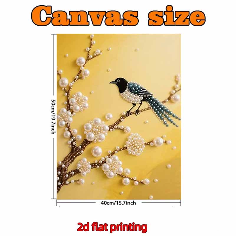 Pearl The Birds on The Branch DIY Diamond Art Kits 15.7x19.6inch Gem Art Diamond Painting Kits Without Frame for Adults Gift Idea Home Wall Decor