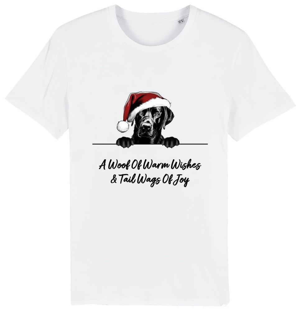Black LABRADOR RETRIEVER Christmas Dog T-Shirt Adults Kids Woof Wishes Tail