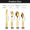 16pcs Cutlery Set Gold Kids Tableware Stainless Steel Mirror Dinnerware Dinner Tea Spoon Fork Knife Silverware Flatware Set