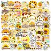 50 Sunflower English Stickers Small Fresh Ins Wind Sunflower Cartoon Stickers Mobile Phone Computer Stickers