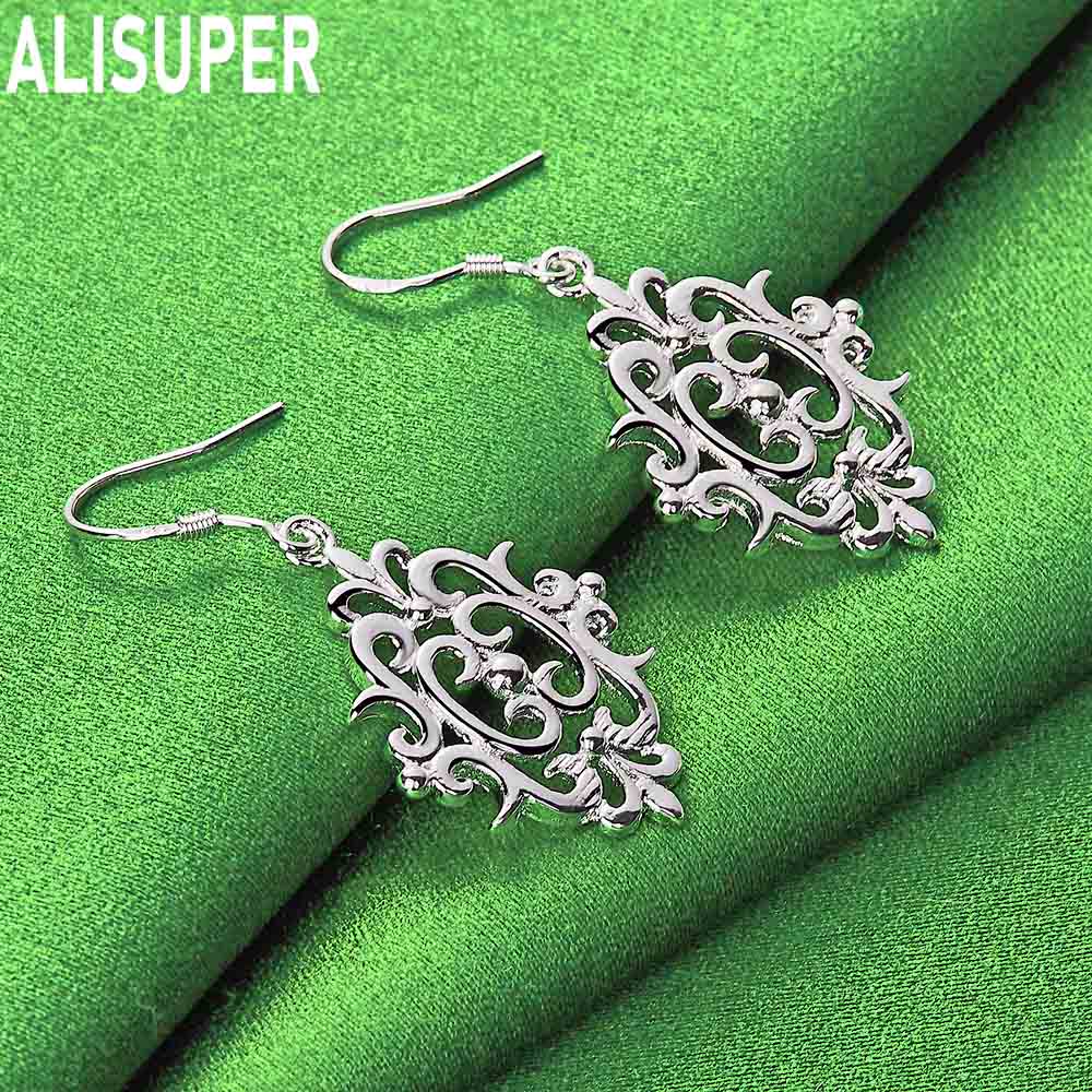 Геометрические перфорированные серьги из стерлингового серебра 925 пробы, модные свадебные украшения с шармом