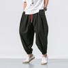 Cotton Linen Harem Pants Men Streetwear Joggers Baggy Drop-crotch Pants Casual Trousers Men Sweatpants