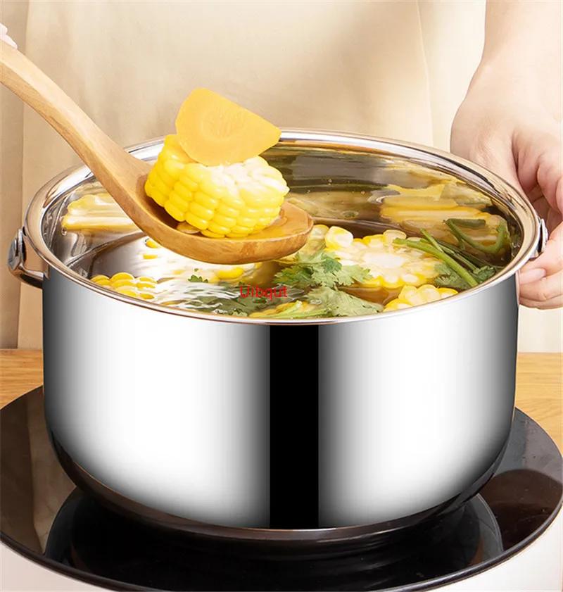 Кастрюля для супа, приготовление пищи, сталь, нержавеющая сталь, миска для тушения, кастрюля, кухонная утварь, сковорода, металлическая ручка, набор посуды для рамэна