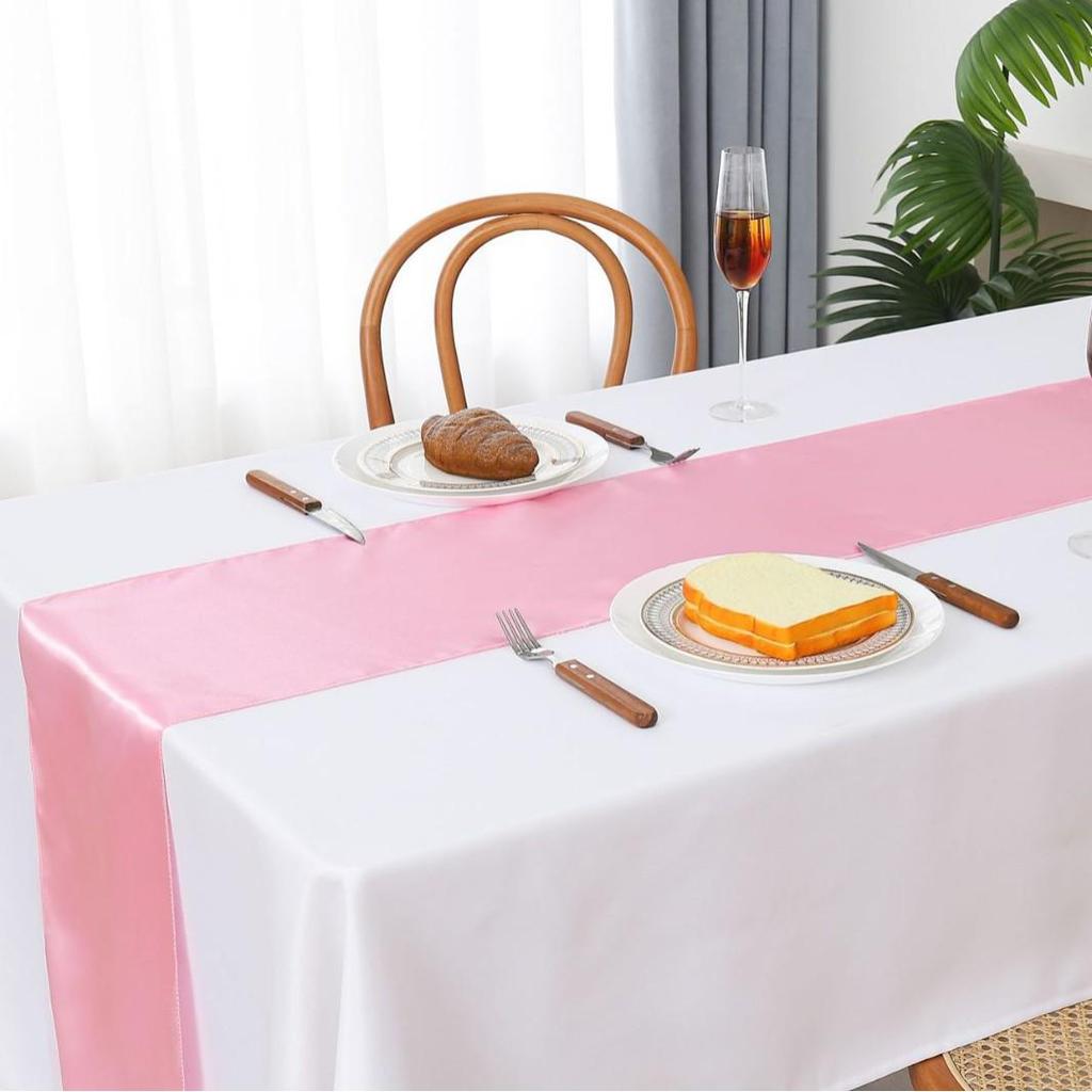 Скатерть-дорожка из сатина высокой плотности для свадеб и банкетов - Однотонная полиэстеровая декорация для стола