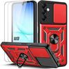 Protective Case - BOOLING - for Samsung Galaxy A17 5G/4G - Shockproof - Red - 2 Screens Included