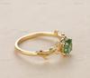 Natural Oval Moss Agate Engagement Ring 14k Gold Plated Solitaire Ring, Gift For Her,