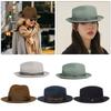 Wool Homburg Panama Hat Pork Pie Hat for Women Men Photo Props Western for Men Women Unisex Wear Headwear