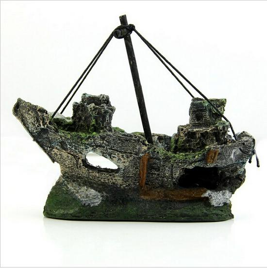 Small Corsair Ship Aquarium Decoration/Hideout/Resin Landscape House