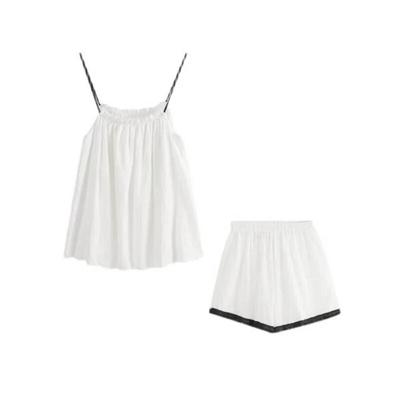 Женские пижамные комплекты, повседневный летний комплект Piiama, комплект из 2 предметов, однотонная ночная одежда, домашний костюм на бретельках для сна