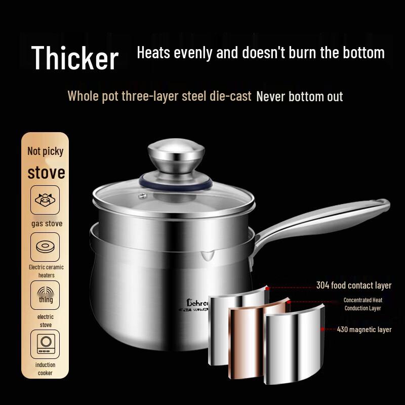 Молочник Berends 16 см, 3-слойный, из нержавеющей стали, с пароваркой