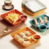 Diet Plate with Dipping Sauce Multipurpose Square Useful Food Grade Sectional Plate for Restaurant