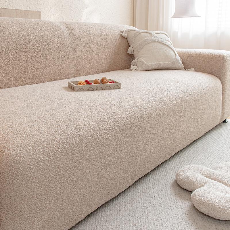 New Teddy Velvet Solid Color Sofa Cover Waterproof Cat Scratch  Anti Slip  Universal for All Seasons All Inclusive