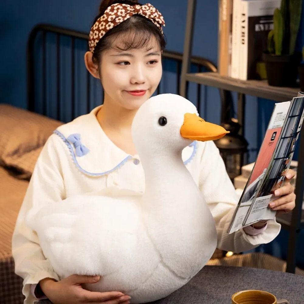 Soft Throw Pillow White Goose Stuffed Stuffed Animal Simulated Duck Toy Birthday Gifts