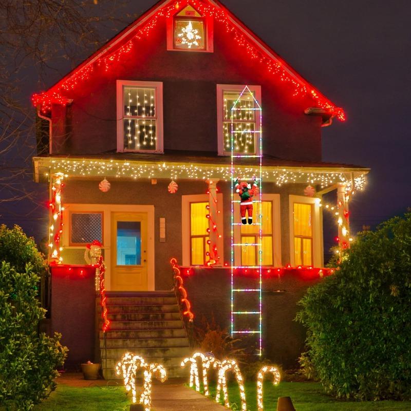 LED Father Christmas Ladder Lights Christmas Tree Hanging Strip Light Outdoor Window Garden Christmas Decoration Ladder Lights