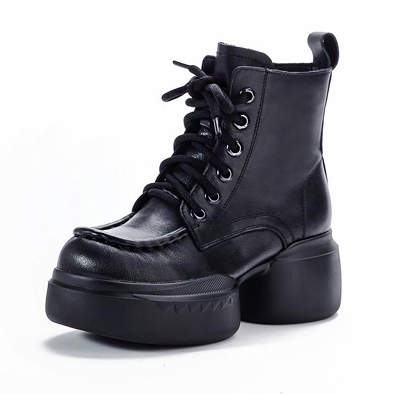 Женские ботинки Мартин из натуральной кожи на молнии на ретро платформе