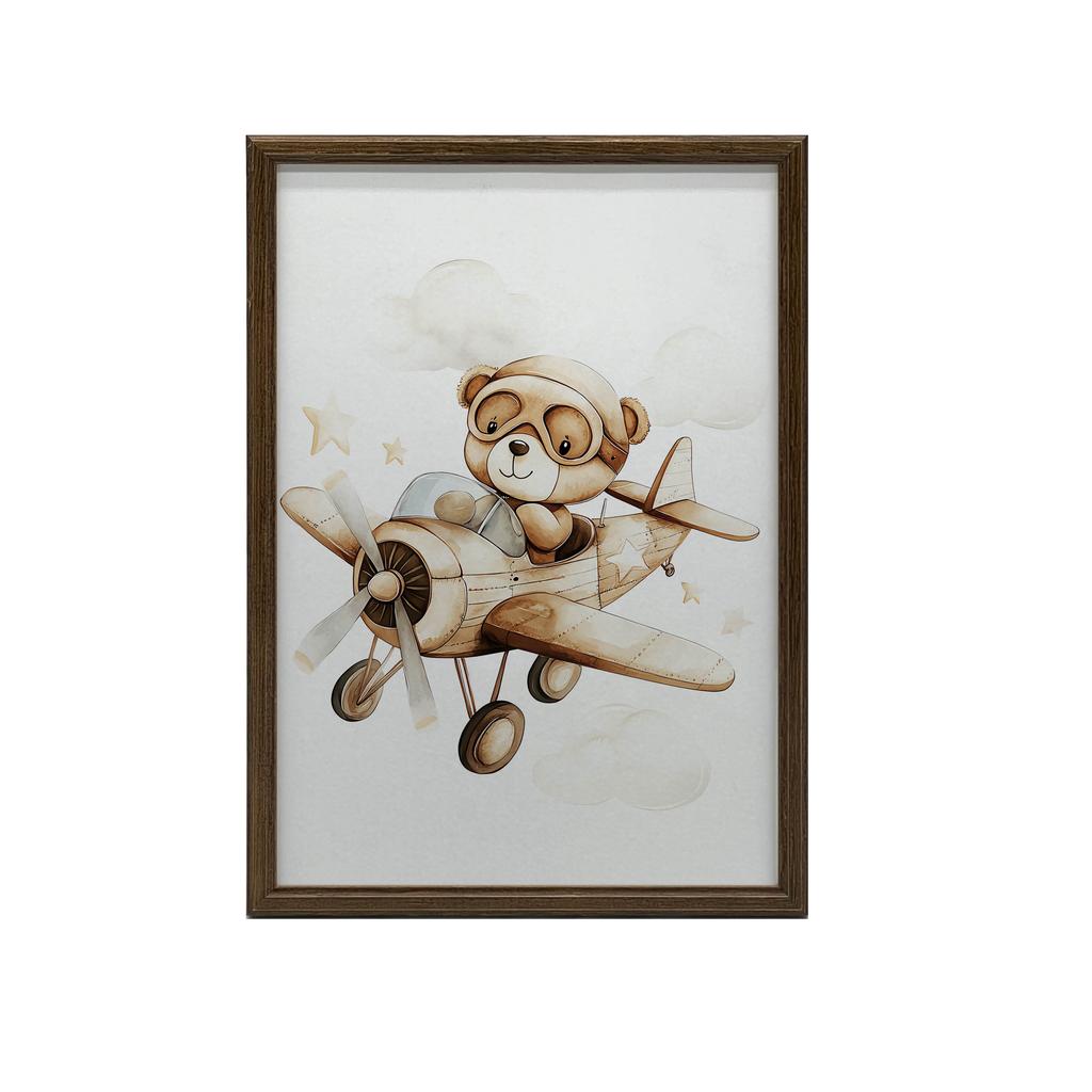 Plakat Latajacy Miś Plakat Latajacy Miś, 50X70 Cm, Rama Drewniana Jasny Dąb, Papier Matowy 230 Gsm