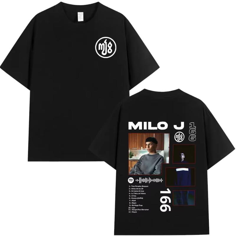 Футболка с графикой альбома рэпера Milo J 166 Мужская Женская Модная Хип-хоп Футболка Хлопковая Оверсайз С коротким рукавом Топы Уличная...