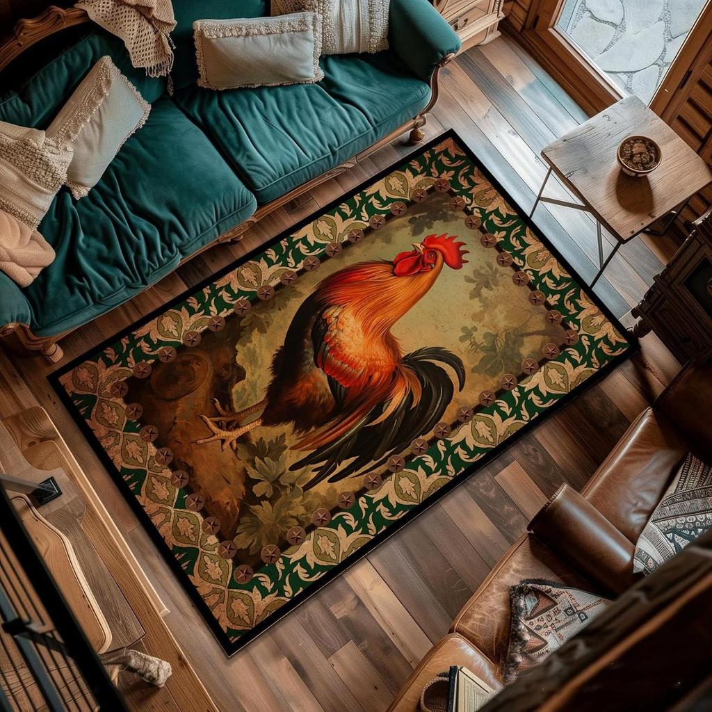 Деревенский ковер с петухом, ковер для гостиной, нескользящий, деревенский ковер, современный ковер с курицей, коврик с петухом, мягкие ковры для домашнего декора в стиле фермерского дома