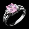 1 шт. серебристого цвета для женщин принцесса огранки розовый камень CZ кристалл прямоугольное кольцо принцесса ювелирные изделия подарок