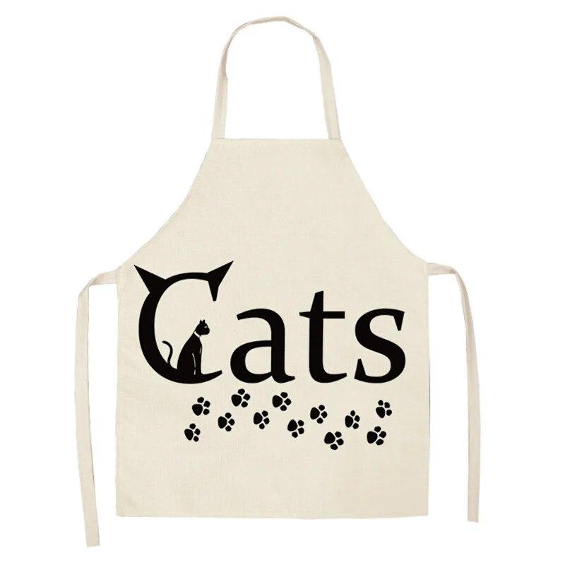 1 Pack Black Cat Pattern Men and Women Suitable for Home Dinner Kitchen Cooking Apron Cleaning Apron Anti-fouling