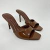 Женские Мюли на Высоком Каблуке Лакированные Шлепанцы на Платформе Туфли-Слингбэки с Открытым Носком Вечерние Туфли для Вечеринки Сексуальные Модные Каблуки
