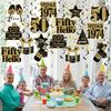 Happy Birthday Foil Swirls 30 40 50th Birthday Party Supplies Black Gold Men Women Hanging Ornaments Ceiling Decor Party Favors
