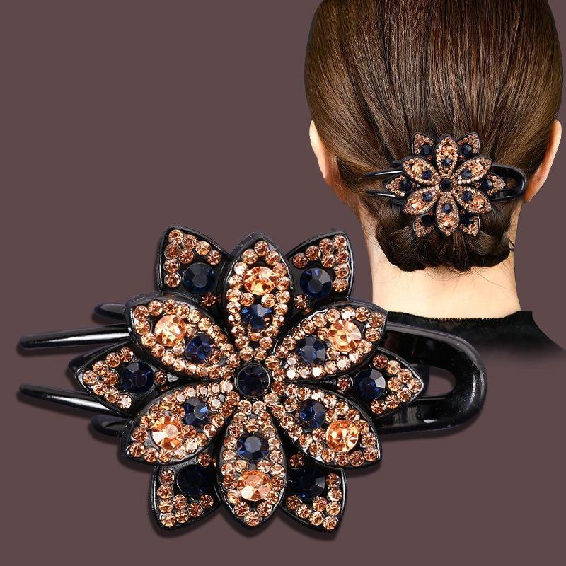 Fashion Flower Large Clip Mom Hair Accessories Hair Clips Simple Rhinestone Diamond Plate Hair Duckbill Clip