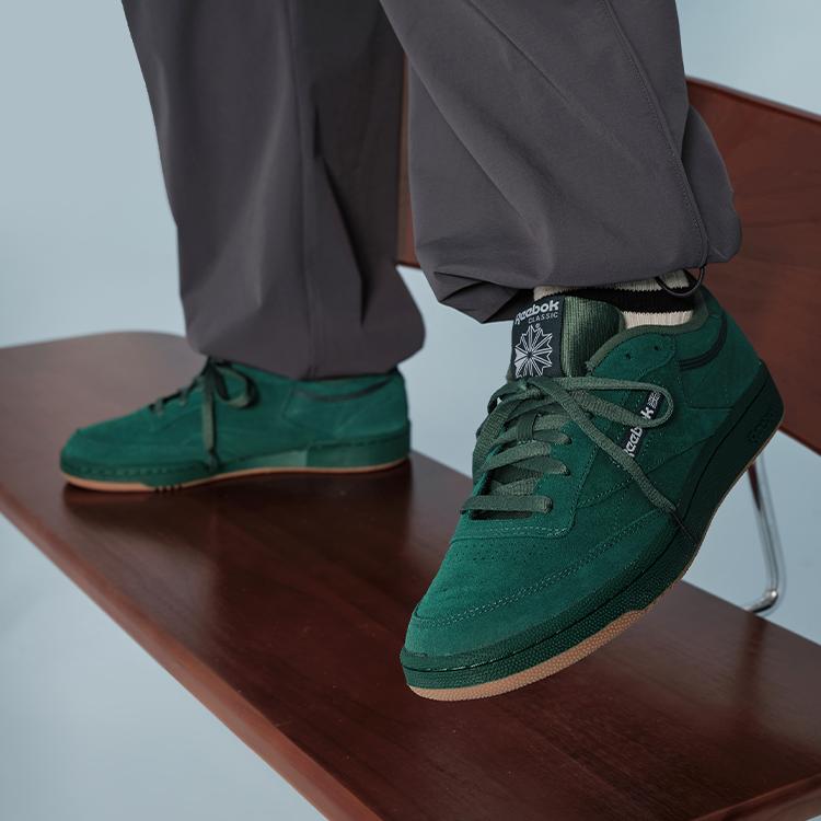 Reebok Club C 85 Dark Green Unisex Sneakers Footwear-White 100074451