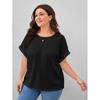 Женская летняя однотонная футболка с коротким рукавом и круглым вырезом больших размеров