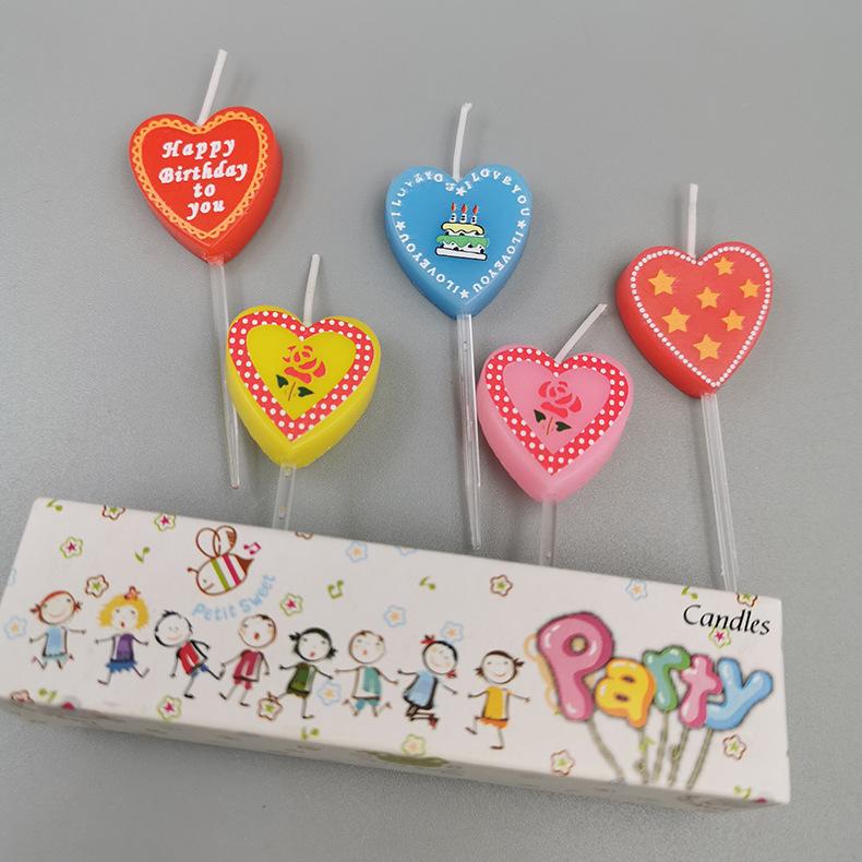 Bell Bright Cartoon Printing Little Love Birthday Candle Color Creative Retro Love Cake Decorative Candle