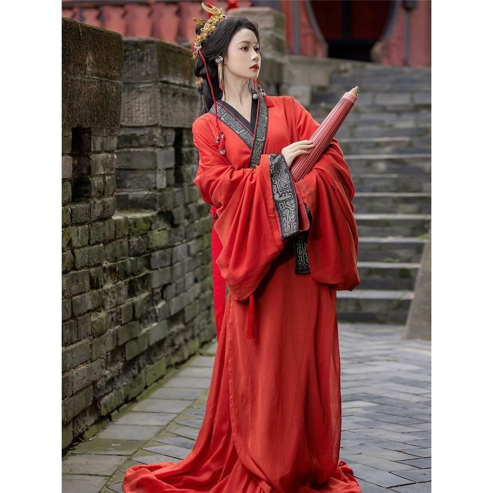 ZHAN GUO Robe Ежедневный взрослый женский костюм Hanfu с хвостом большого объема