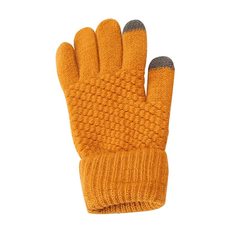 Women's and Men's Winter Touchscreen Gloves - Thick Velvet Cotton, Pineapple Pattern, Wool Blend for Cold-Weather Cycling.