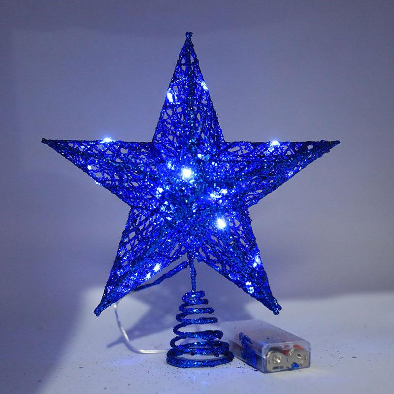 Светодиодные украшения для верхушки елки, светящиеся опоры, рождественская звезда, новая звезда для верхушки елки с огнями, пятиконечные украшения в виде звезды