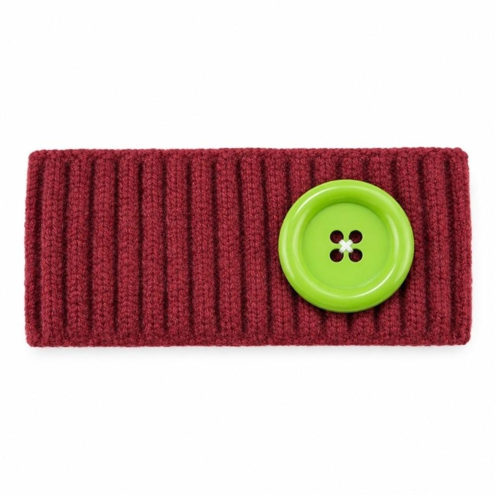 Elastic Knit Headband Ribbed Dopamine Hairband Button Hair Band Street Photography