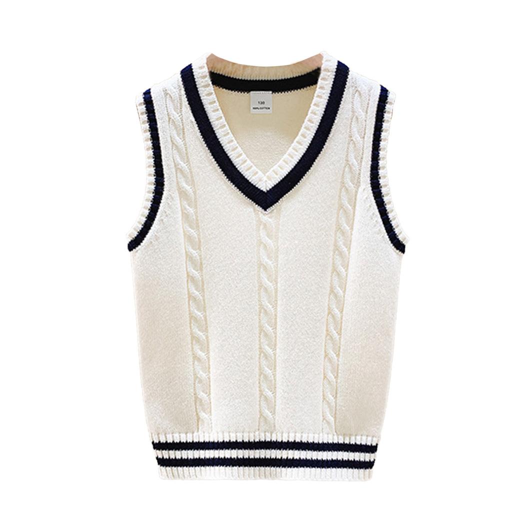 Boys Girls V Neck Sweater Vest Kids Unisex School Casual Sleeveless Waistcoat