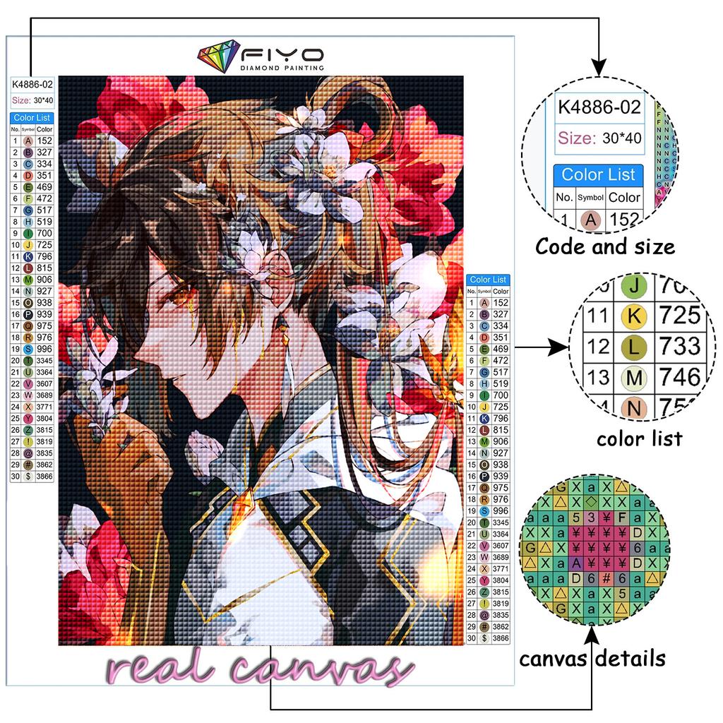 DIY 5D алмазная живопись Genshin и цветок, набор для вышивки крестом, полная дрель, вышивка, мозаика, художественная картина, стразы, подарок