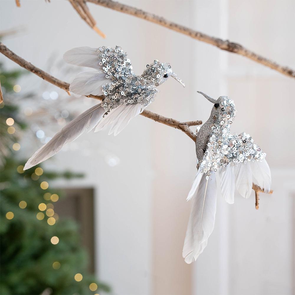 2 шт. Блестящие перьевые птички, украшения, красивые клипсы-птички, украшения, украшение для вечеринки