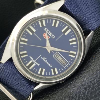 ВИНТАЖНЫЕ МУЖСКИЕ АВТОМАТИЧЕСКИЕ ЧАСЫ SEIKO 5 JAPAN 7009A С СИНИМ ЦИФЕРБЛАТОМ a702109-5