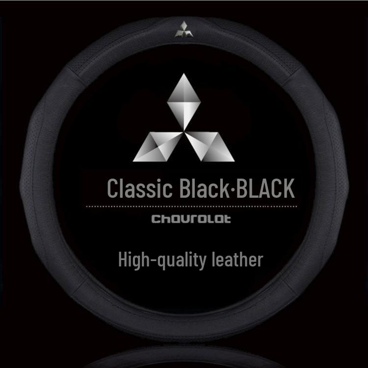 Steering Wheel Cover: Genuine Leather for Mitsubishi Models 18-20, Compatible with ASX, Outlander, Eclipse Cross - All-Season Grip Cover