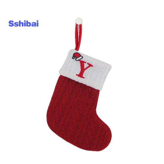 Рождественский чулок с вышитой буквой и подвесной веревкой, тонкая работа, рождественский чулок, праздничное рождественское украшение