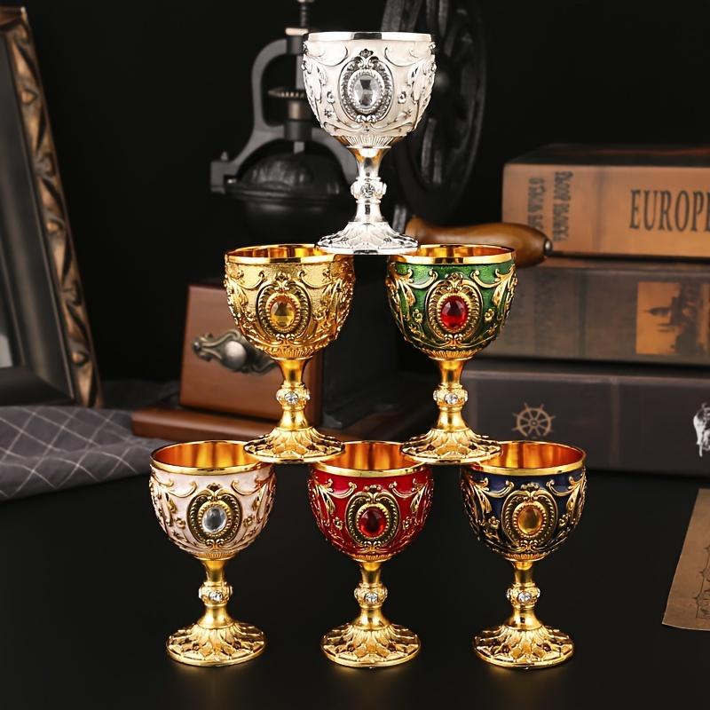 1pc, Vintage Embossed Metal Chalice Goblet for Wine, Champagne, and Liqueur - Perfect for Bars, Restaurants, and Home Decor