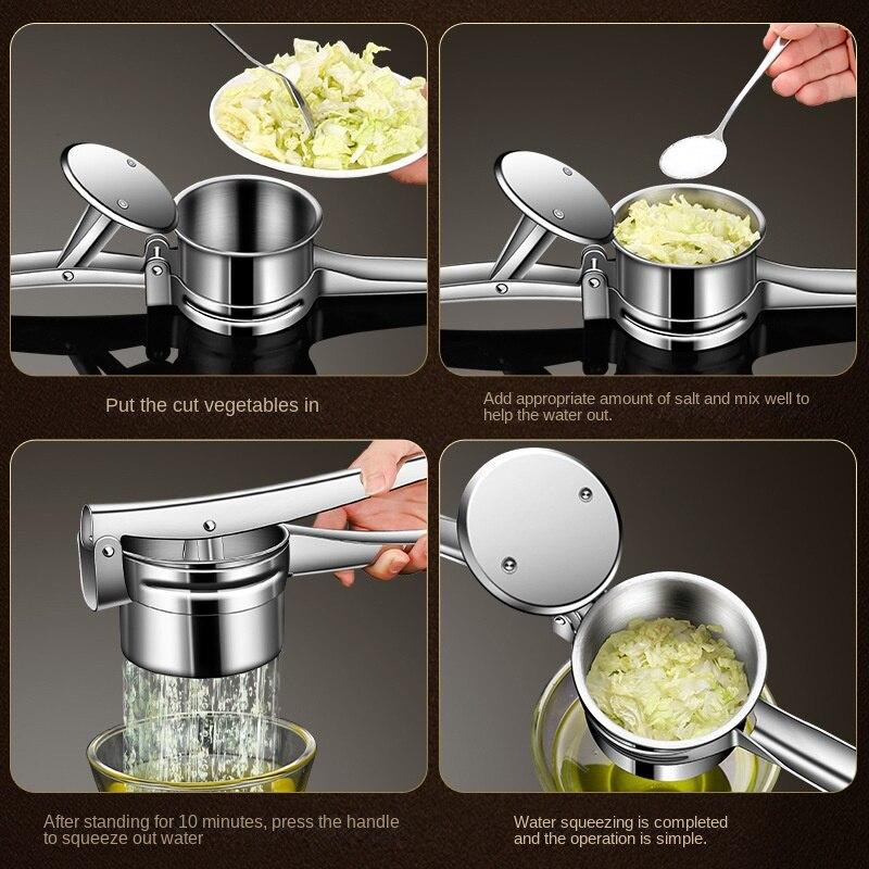 Ручная соковыжималка из нержавеющей стали 304, бытовые подушечки для выжимания фруктов, лимона, многофункциональные подушечки для воды, картофельная грязь, прессованный чеснок