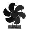 Black 6 Blade Heat Powered Stove Fan Thermodynamically Driven Fireplace Fan for Heat Dissipation