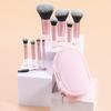 10Pcs Makeup Brush Set Zipper Pack Makeup Brush Short Handle Mini Eyeshadow Blush Halo Set Brush Beauty Worker