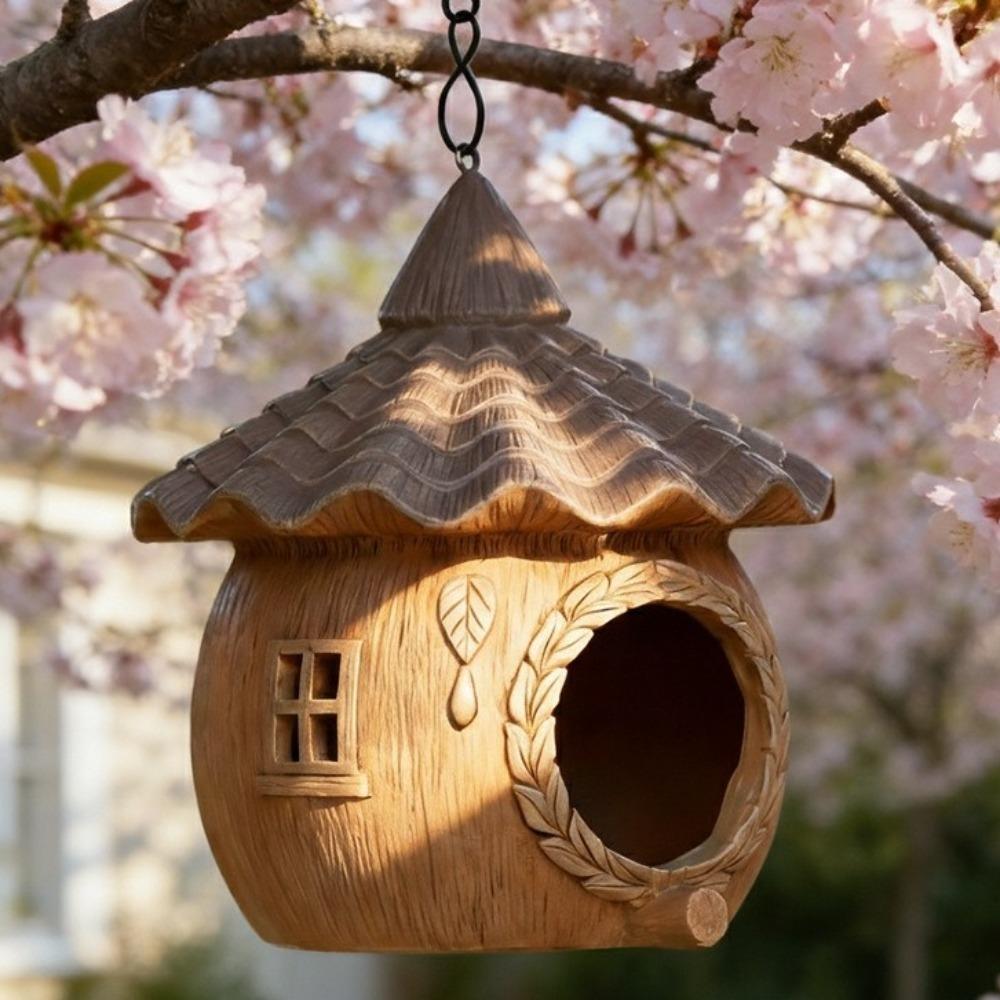 Resin Hanging Parrot Cage Waterproof Bird Feeding Station Bird Feeder Bird Nesting Box Porch