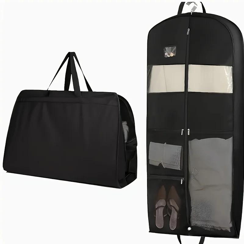 Дорожная сумка-вешалка с боковыми вставками - Застежка-молния с карманом для рубашек, пальто, платьев, Органайзер для хранения