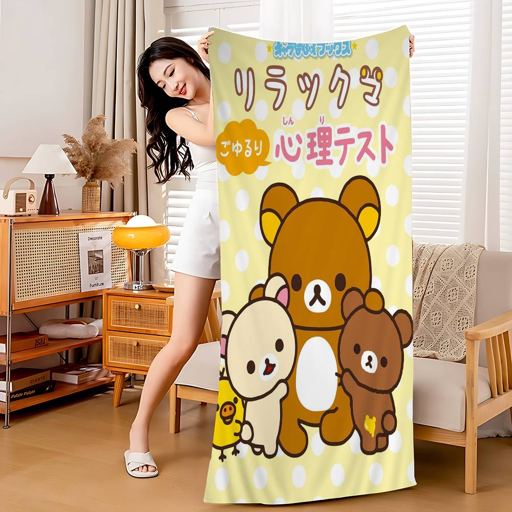 Япония Милый Мультяшный R-ilakkuma Пляжное Полотенце Цветные Банные Полотенца Для Девочки Микрофибра Быстросохнущие Индивидуальные Без Песка Пляж Йога Спортзал