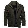 Men's Autumn/Winter Military-Style Cotton Jacket with Velvet, Plus Size Fashionable Workwear Coat
